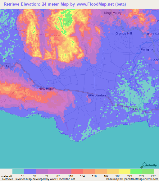 Retrieve,Jamaica Elevation Map