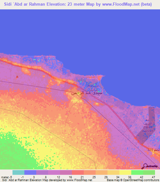 Sidi `Abd ar Rahman,Egypt Elevation Map