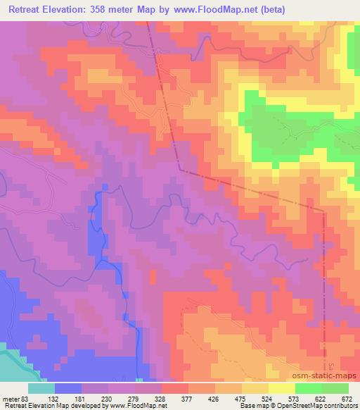 Retreat,Jamaica Elevation Map