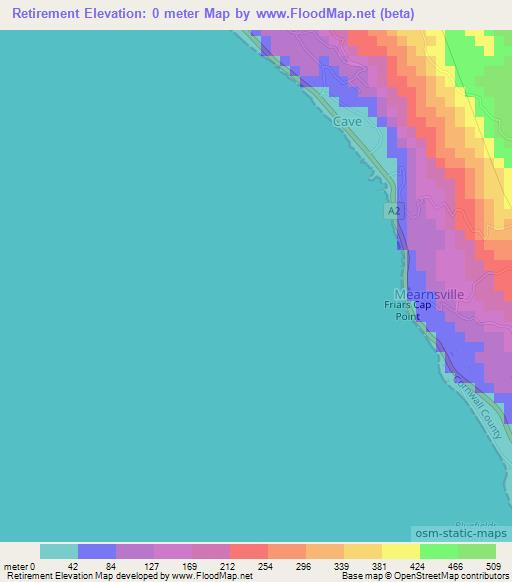 Retirement,Jamaica Elevation Map