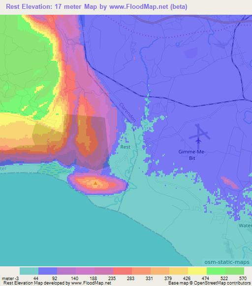 Rest,Jamaica Elevation Map