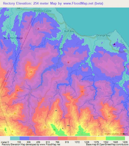 Rectory,Jamaica Elevation Map