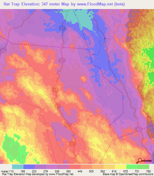 Rat Trap,Jamaica Elevation Map