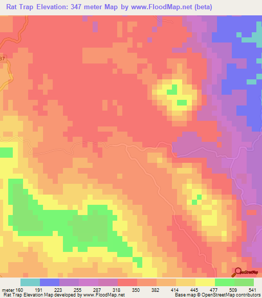 Rat Trap,Jamaica Elevation Map