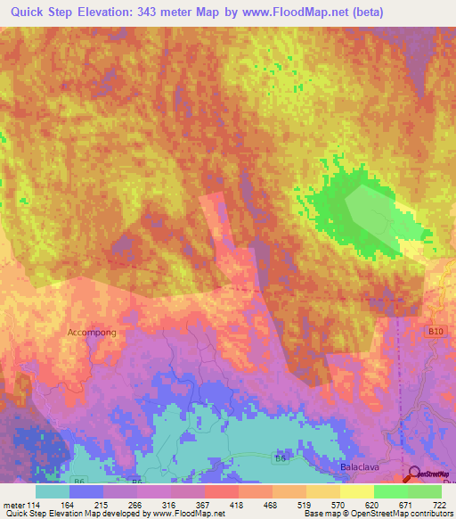 Quick Step,Jamaica Elevation Map