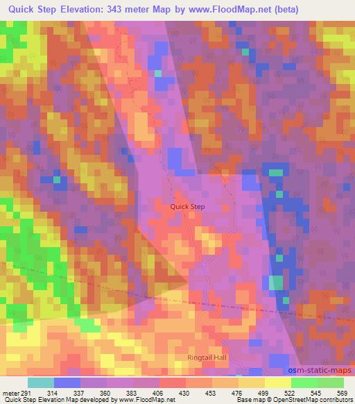 Quick Step,Jamaica Elevation Map