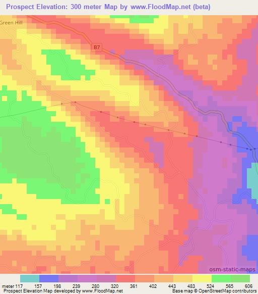 Prospect,Jamaica Elevation Map