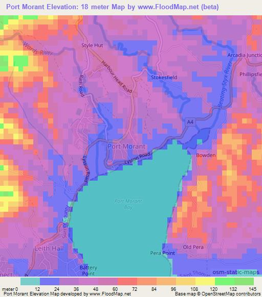 Port Morant,Jamaica Elevation Map