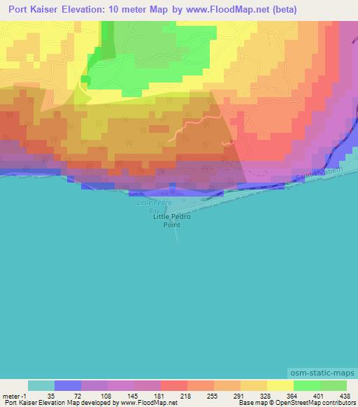 Port Kaiser,Jamaica Elevation Map