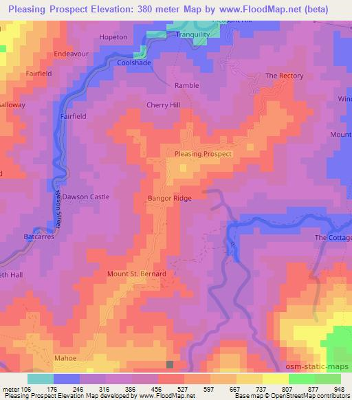 Pleasing Prospect,Jamaica Elevation Map