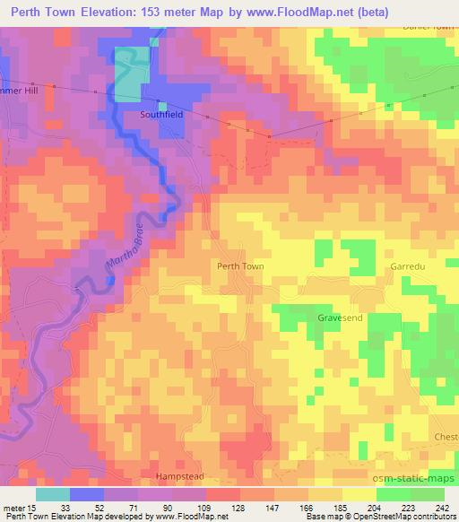 Perth Town,Jamaica Elevation Map