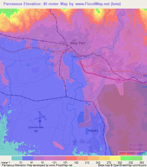 Parnassus,Jamaica Elevation Map