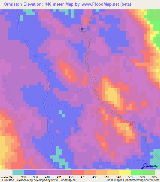 Ormiston,Jamaica Elevation Map