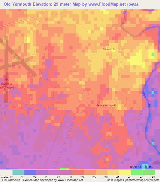 Old Yarmouth,Jamaica Elevation Map