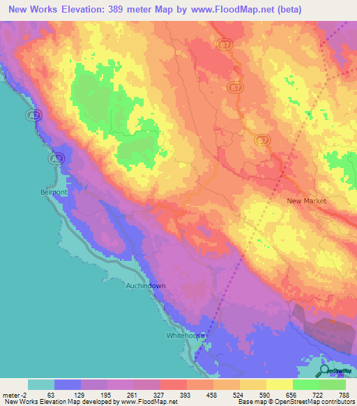 New Works,Jamaica Elevation Map