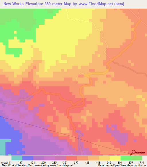 New Works,Jamaica Elevation Map