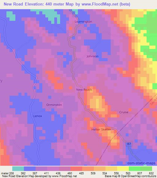 New Road,Jamaica Elevation Map