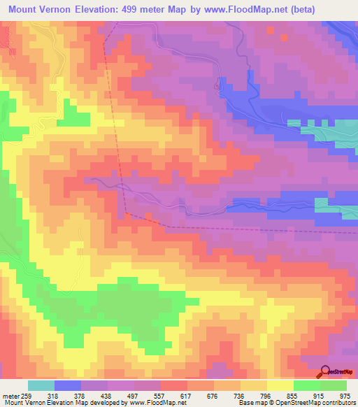 Mount Vernon,Jamaica Elevation Map