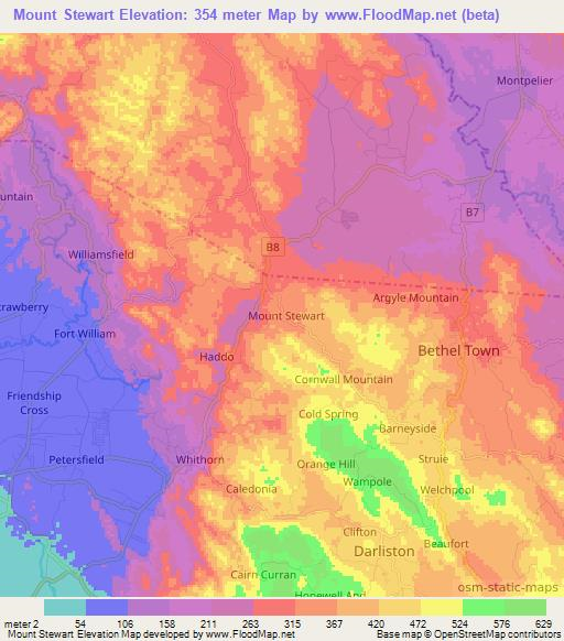 Mount Stewart,Jamaica Elevation Map