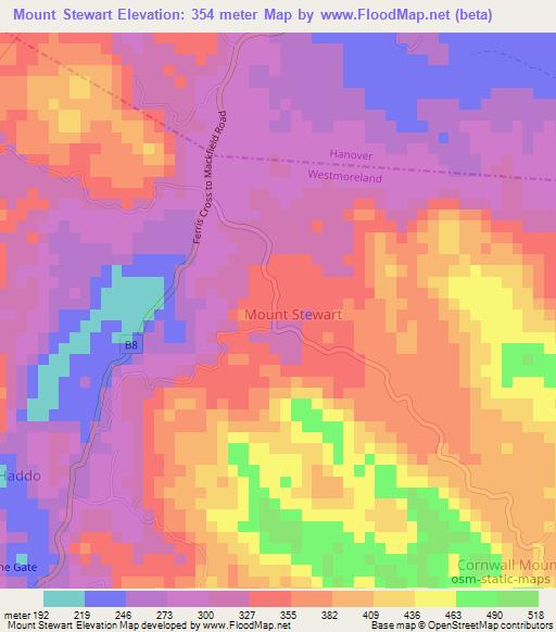 Mount Stewart,Jamaica Elevation Map