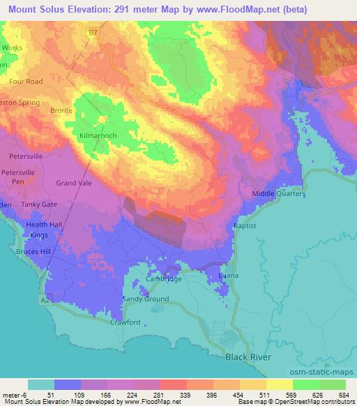 Mount Solus,Jamaica Elevation Map