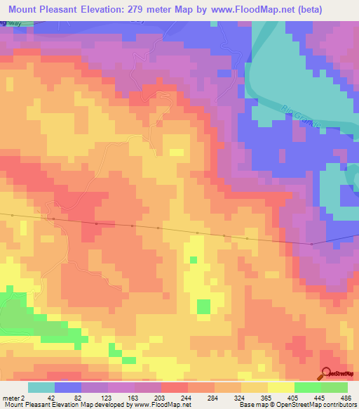 Mount Pleasant,Jamaica Elevation Map