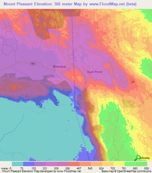 Mount Pleasant,Jamaica Elevation Map