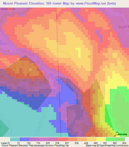 Mount Pleasant,Jamaica Elevation Map