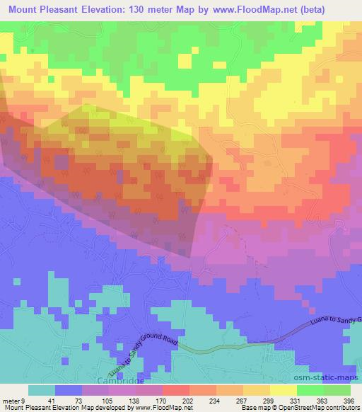 Mount Pleasant,Jamaica Elevation Map