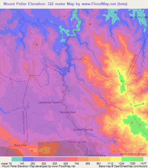 Mount Pelier,Jamaica Elevation Map