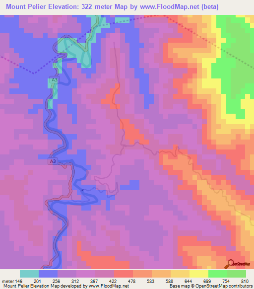 Mount Pelier,Jamaica Elevation Map