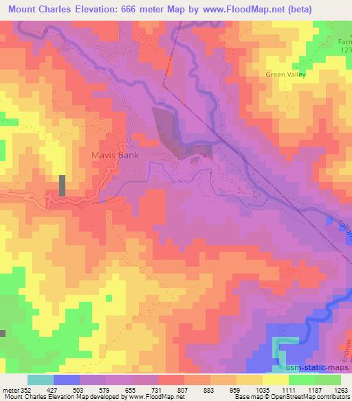 Mount Charles,Jamaica Elevation Map