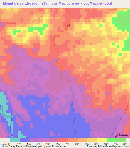 Mount Carey,Jamaica Elevation Map