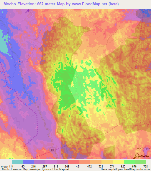 Mocho,Jamaica Elevation Map