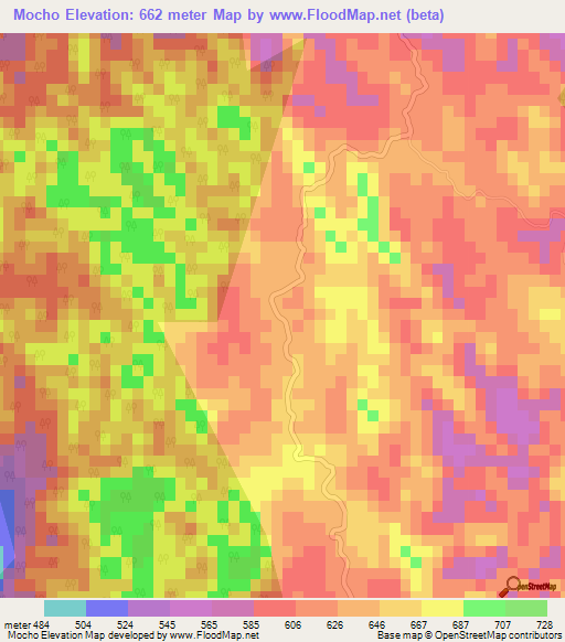 Mocho,Jamaica Elevation Map