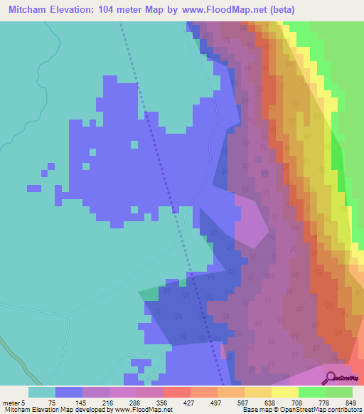 Mitcham,Jamaica Elevation Map