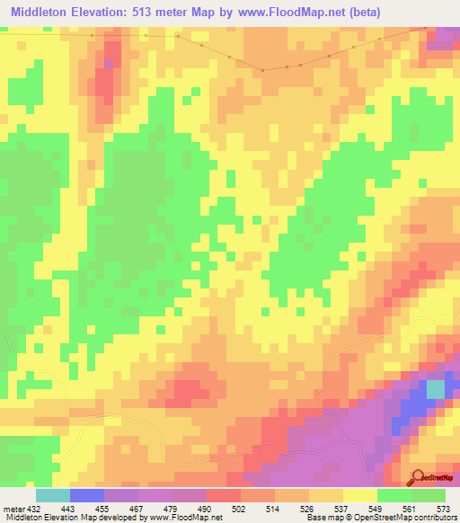 Middleton,Jamaica Elevation Map