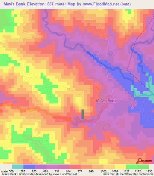 Mavis Bank,Jamaica Elevation Map