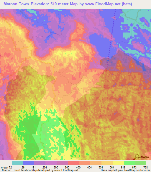 Maroon Town,Jamaica Elevation Map