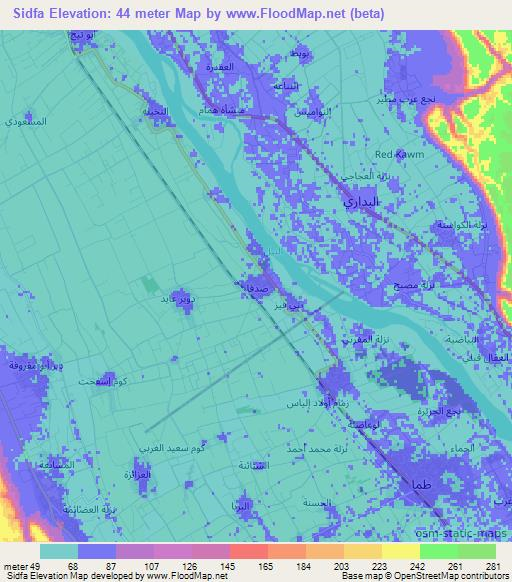 Sidfa,Egypt Elevation Map