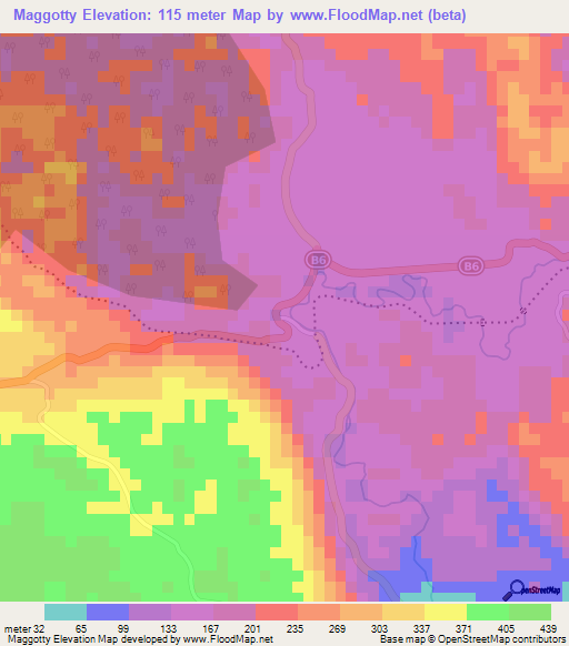 Maggotty,Jamaica Elevation Map