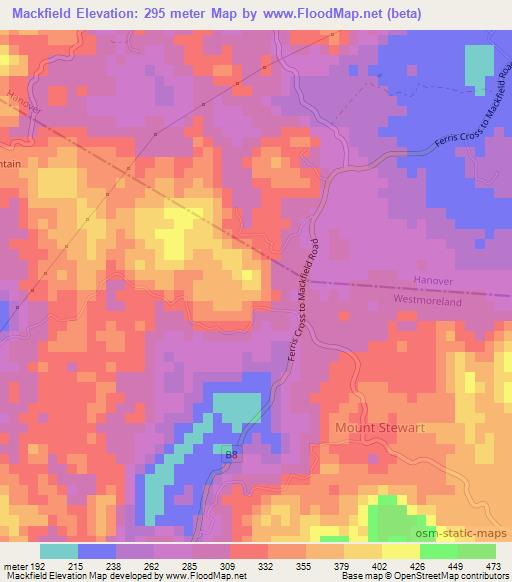 Mackfield,Jamaica Elevation Map