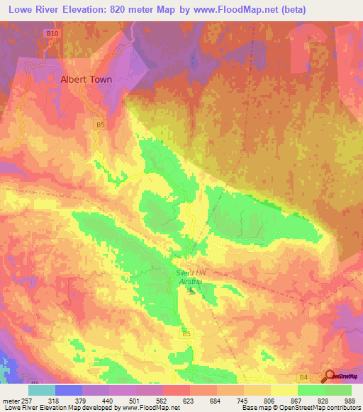 Lowe River,Jamaica Elevation Map