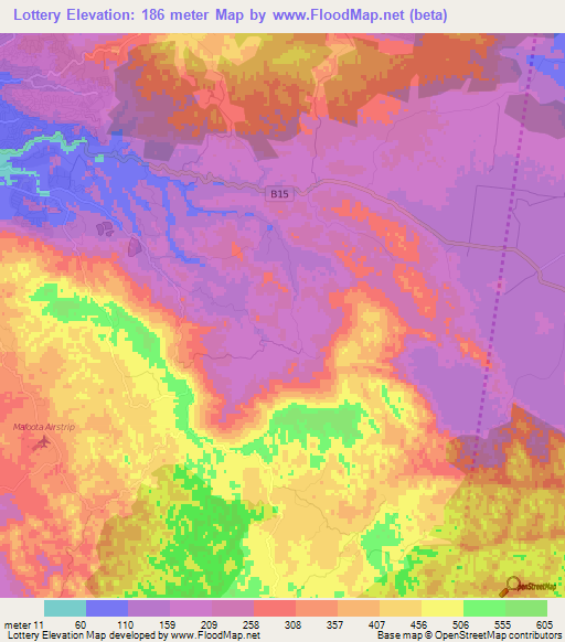 Lottery,Jamaica Elevation Map