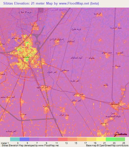 Sibtas,Egypt Elevation Map