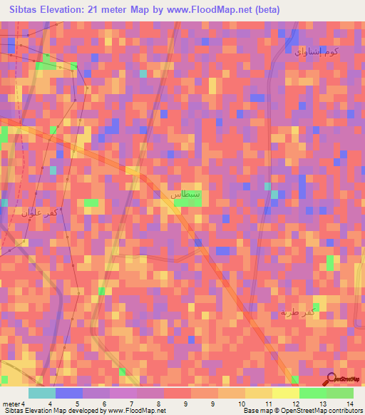 Sibtas,Egypt Elevation Map