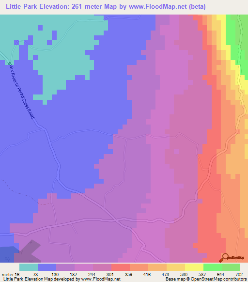 Little Park,Jamaica Elevation Map