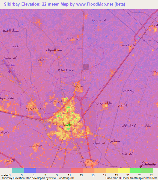 Sibirbay,Egypt Elevation Map