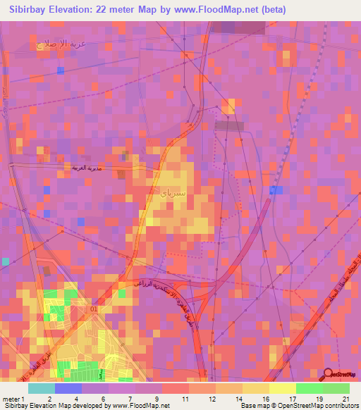 Sibirbay,Egypt Elevation Map