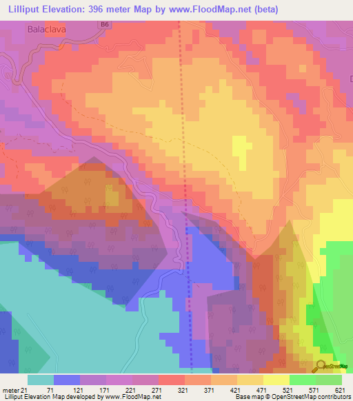 Lilliput,Jamaica Elevation Map